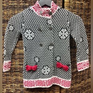 Tahari Red and White Knit‎ Sweater-Toddler, Size:4